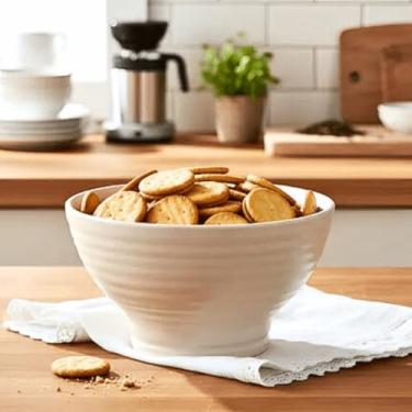 Imagem de Bowl Cerâmica Bege Textura 500ml Sarah Sopa Petiscos Sobremesa Cumbuca Tigela