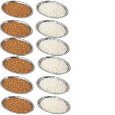 Imagem de Conjunto de 12 Travessas Ovais em Inox, 21cm, para Arroz e Feijão, Funda