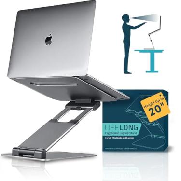 Imagem de Lifelong Suporte ergonômico ajustável para laptop de mesa – Suporte de elevação para laptop portátil de até 50.8 cm, serve para todos os laptops MacBook Air e 10 15 17 polegadas, presente de volta às