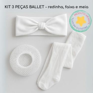 Imagem de Kit Meia Calça Fina Faixa e Redinha de Ballet para Cabelo - Magic Sky,