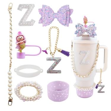 Imagem de Conjunto de acessórios de copo Stanley de 8 peças para copo de 1,18 l e copo de 850 g com alça, incluindo topo de palha, bota, alça de alça de garrafa de água, decoração de arco de palha, pulseiras