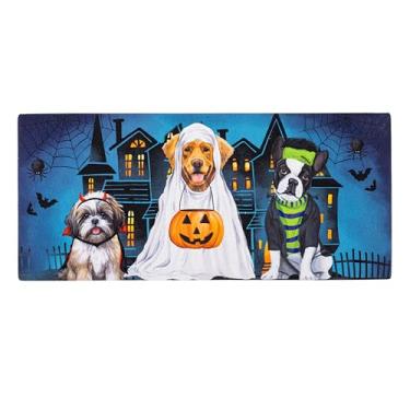Imagem de Evergreen Flag Tapete de interruptor de Halloween Sassafrás 56 cm x 10, tapete intercambiável para porta da frente para entrada externa, tapete de entrada interna, inserções de capacho de sassafrás de