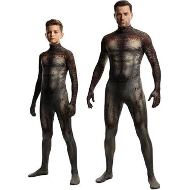Imagem de XNSGAO Fantasia masculina de predador de elastano, body zentai para adultos, crianças, cosplay, macacão de Halloween, Adultos, Kid-Medium, Height（43-47inch）