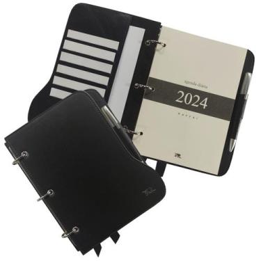 Imagem de Agenda Diária de Mesa Couro 2024 173-R Personalizada Raffai Couros, Pr