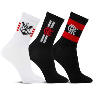 Imagem de Kit 3 Pares Meia Esportiva Running Bike Gym Flamengo - Rikam,  (38 ao 