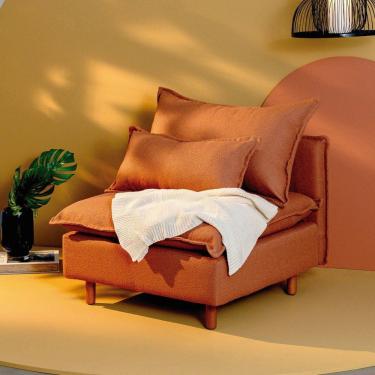 Imagem de Sofá Modular com Encosto Pé Madeira Sôma Cabecasa Madeiramadeira Mocha Mousse