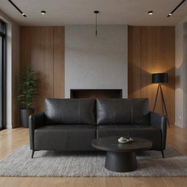 Imagem de Sofá de Couro Legítimo Porto Rico 260 cm Preto