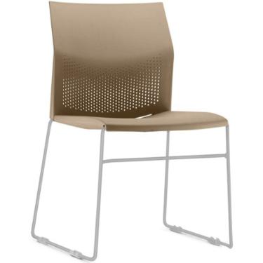 Imagem de Cadeira Empilhável Fixa Link F02 Base Aço Cinza Nude - Lyam Decor