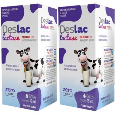 Imagem de KIT 2X DESLAC Lactase 10.000 FCC em gotas 15ml - Maxinutri