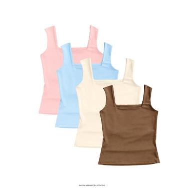 Imagem de Kit 4 Regata Lisa Feminina Elegante Suplex Verão - Blitz Feminina, Ros