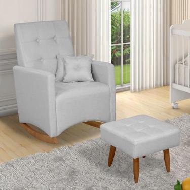 Imagem de Poltrona de amamentação balanço ana com puff linho - Ifa Deccor, Cinza