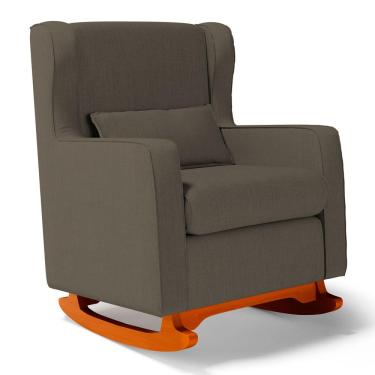 Imagem de Poltrona de Amamentação e Descanso Zoe com Base Balanço Linho Cacau - Desk Design