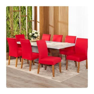 Imagem de Kit 8 Capas de Cadeira Malha Gel - Lenharo Enxovais, VERMELHO