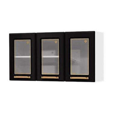 Imagem de Armário Triplo Médio 3 Portas com Vidro Diamante New Preto Da Telasul 