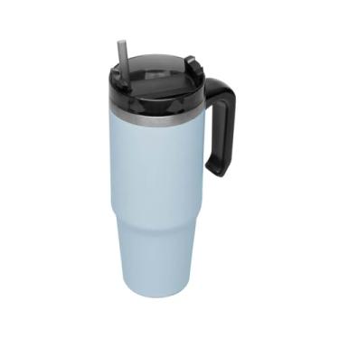 Imagem de WOLFF - Caneca Térmica Parede Dupla Slimterm com Base Ergonômica e Canudo Azul 890ml