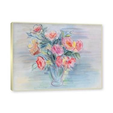 Imagem de NHLDZYH Moldura champanhe. Folhas impressionistas, (ramo de flores 4) de Raoul Dufy, reprodução de quadros, quadros de pinturas famosas, imagem murais quartos. 60x80cm