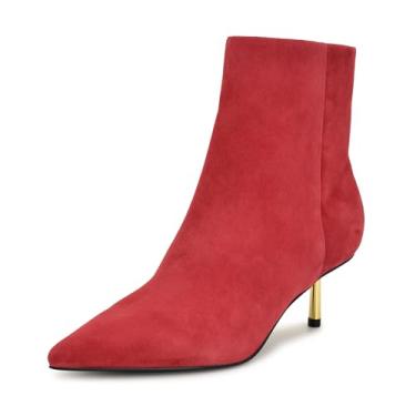 Imagem de Nine West Bota de cano curto feminina Hamesa, Camurça vermelha 610, 34