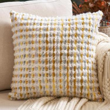 Imagem de Capa de travesseiro Aeckself Boho Chenille tufada 50x50cm amarela roxa