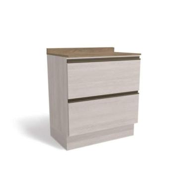 Imagem de Balcão De Cozinha Maxxi G755 2 Gavetas C/tampo 80cm Branco/nogal - Kappesberg