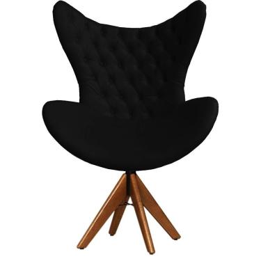 Imagem de Cadeira Decorativa Com Capitonê Big Egg Preta Giratória Madeira