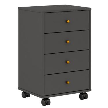 Imagem de Mesa De Cabeceira 4 Gavetas Presence Amêndola-grafito