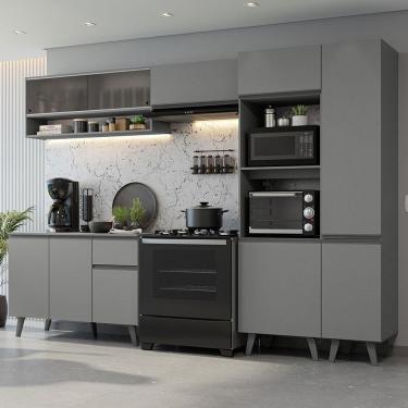 Imagem de Armário De Cozinha Completa 300cm Cinza Nice Madesa 08 Cinza