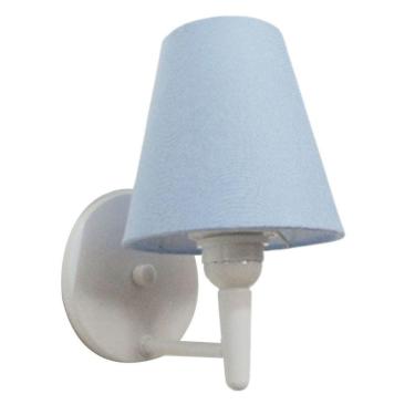 Imagem de Arandela Cone Md-2004 Base Branco Cúpula Em Tecido 14-14x07cm Azul Bebê - Bivolt