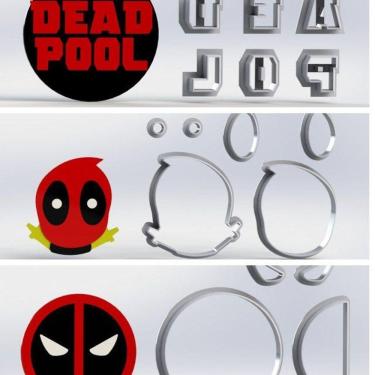 Imagem de Cortador Kit Deadpool Cute 3 Modelos Tamanho 5Cm