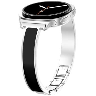 Imagem de WINGLE Pulseira compatível com Galaxy Watch 8 para Samsung Galaxy Watch 8 Classic de 40 mm, 44 mm e 46 mm, pulseira fina para Galaxy Watch8, prata/preta