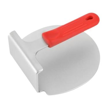 Imagem de Fenteer Prensa de hambúrguer em aço inoxidável, utensílio de aço inoxidável para churrasco, placa redonda para carne, prensa de carne para hambúrguer.