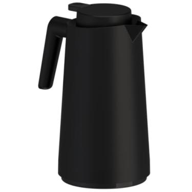 Imagem de Garrafa Térmica 1 Litro Vercelli Unitermi Botão de Gatilho Alça Reforçada Ampola de Vidro (PRETA)