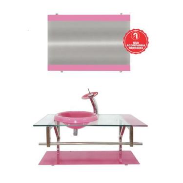 Imagem de Gabinete de Vidro 90cm para Banheiro Áustria - EKASA, Rosa