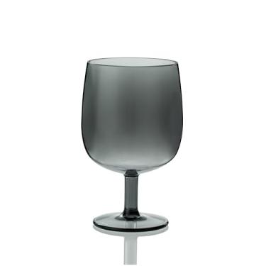 Imagem de KX-WARE Taças de vinho clássicas de acrílico multiuso, taças de vinho de haste de plástico de 340 g, conjunto de 6, cinza