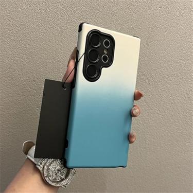 Imagem de MVVKKY Capa de celular luxuosa, degradê, fosca, à prova de choque, com airbag, para Samsung S24Ultra (para Samsung S24Ultra/branco/azul)