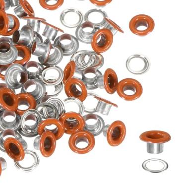 Imagem de YELARXI Kit de ilhós, ilhós de metal, kit de ilhós com arruelas 4,5 mm 3/40.6 cm encaixe interno redondo para (tecido/sapatos/roupas/artesanato faça você mesmo/bolsa/cinto) conjunto 250 e laranja