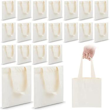 Imagem de Amylove 72 peças mini sacola de lona em branco sacolas reutilizáveis de mercearia DIY para lembrancinhas de festa infantil (natural, 25 x 25 cm)