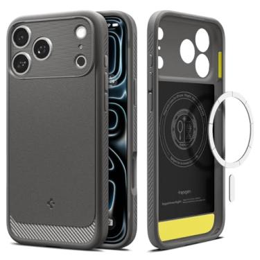 Imagem de Capa Spigen para iPhone 17 Pro, Rugged Armor [MagFit] projetada para Apple iPhone 17 Pro - Cinza