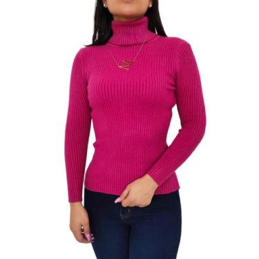 Imagem de Suéter feminino de malha de inverno Beatle, decote básico, duplo - Lig