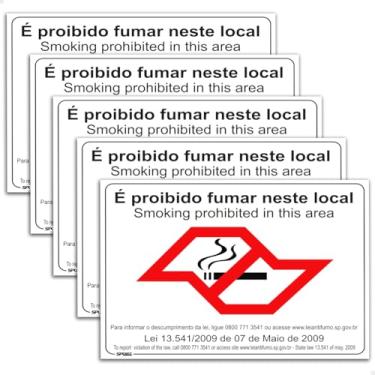 Imagem de SPORTINOX, 2 Placas É Proibido Fumar Neste Local Lei 20x15 Sinalização