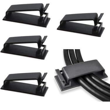 Imagem de Clipes autoadesivos de gerenciamento de cabos para TV a cabo USB, carregador, áudio, grampo de fio para mesa, carro, escritório, casa (preto)