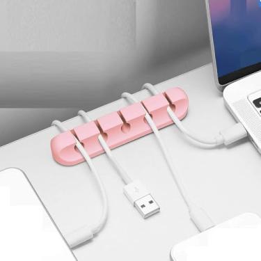 Imagem de Suporte de cabo atualizado, clipes organizadores de cabos autoadesivos de silicone para mesa, cabo de carregamento USB, cabo de alimentação, fio de cabeceira, PC, escritório, casa