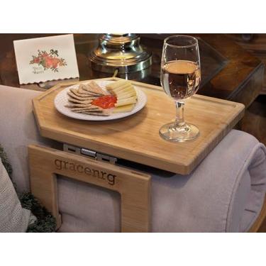 Imagem de My Cozy Tray, mais estável, pernas ajustáveis para braço de sofá estreito ou largo, melhor design de perna, mais forte, encaixe, bambu, acampamento/trailer, essenciais para dormitório universitário