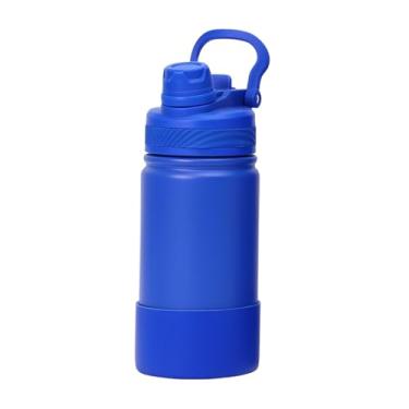 Imagem de Garrafa Térmica de Água 350ml com Alça Garrafinha 2 em 1 com Canudo e Saída Livre em Inox e Sistema Térmico a Vácuo (Azul Escuro)