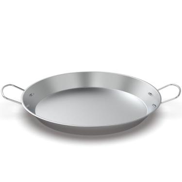 Imagem de Panela de aço inoxidável com 2 alças, grelha redonda de 47 cm para fogão TIKI Solo Cuisinart Fire Pit Kamado Charcoal Grill Weber Kettle e mais, seguro para forno e indução para uso interno e externo