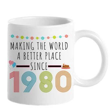 Imagem de Choinn 1980 Presentes de aniversário de 46 anos para mulheres e homens, presente de aniversário de 46 anos, caneca de café para mãe, pai, avó, vovô, ideias de presentes de aniversário de 46 anos, Dia