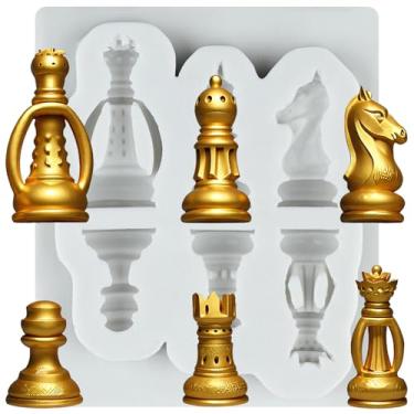 Imagem de MYPRACS Molde de silicone para fondant de xadrez chinês para decoração de bolo de açúcar, topo de cupcake, pasta de goma de chocolate, argila de polímero