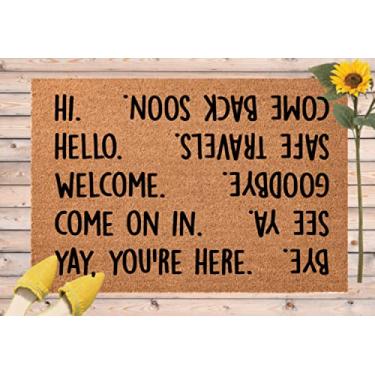 Imagem de Olá capacho, tapete de boas-vindas engraçado, tapete de porta Hello Goodbye, presente de inauguração de casa, tapete de porta de ida e volta, decoração de varanda de cozinha de casa 45 x 76 cm