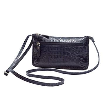 Imagem de Bolsa Feminina Transversal Pequena Couro Legítimo Ziper Madamix MDXB364 (Azul)