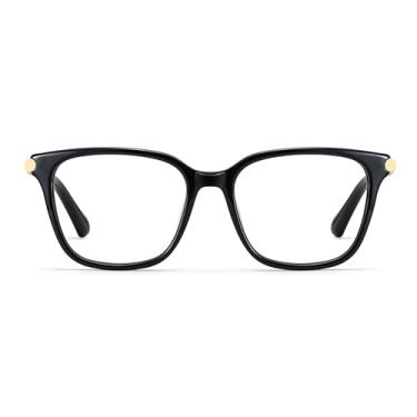 Imagem de Zeelool Armação quadrada de óculos para mulheres, armação de óculos moderna com lentes transparentes e dobradiças de metal Delilah ZJGX773186, Preto, Medium