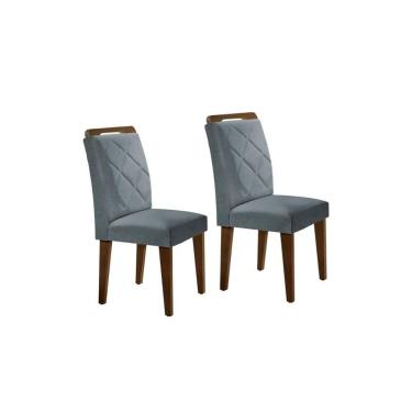 Imagem de Cadeira Sala de Jantar Melissa Madeira Kit 2 Un Capuccino/Veludo Grafite - Rufato